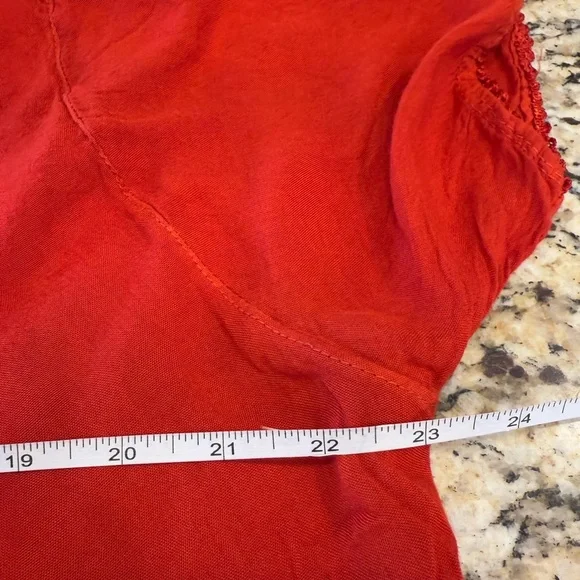 S.R. Fashions red embroidered gauzy midi dress free size - Picture 6 of 13